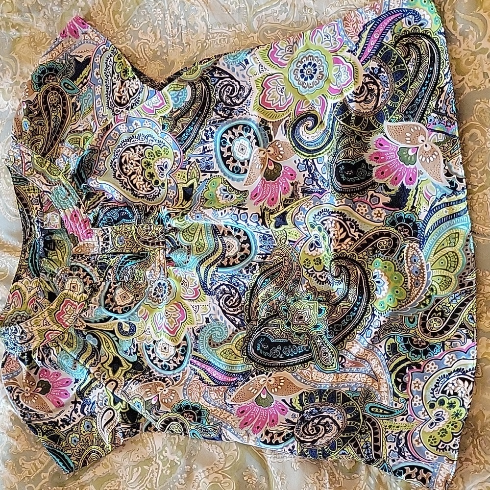 TALBOTS PETITES COLORFUL PAISLEY BLOUSE - Picture 4 of 8